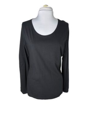 Hanes Long Sleeve Scoop Neck Black Women's Tee-Shirt Size XL